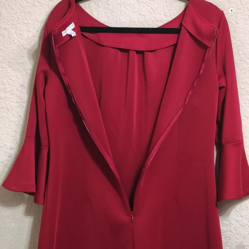 New York & Company Women's Large Red Stretch Zip Up Cocktail Dress Knee Length - Picture 6 of 7